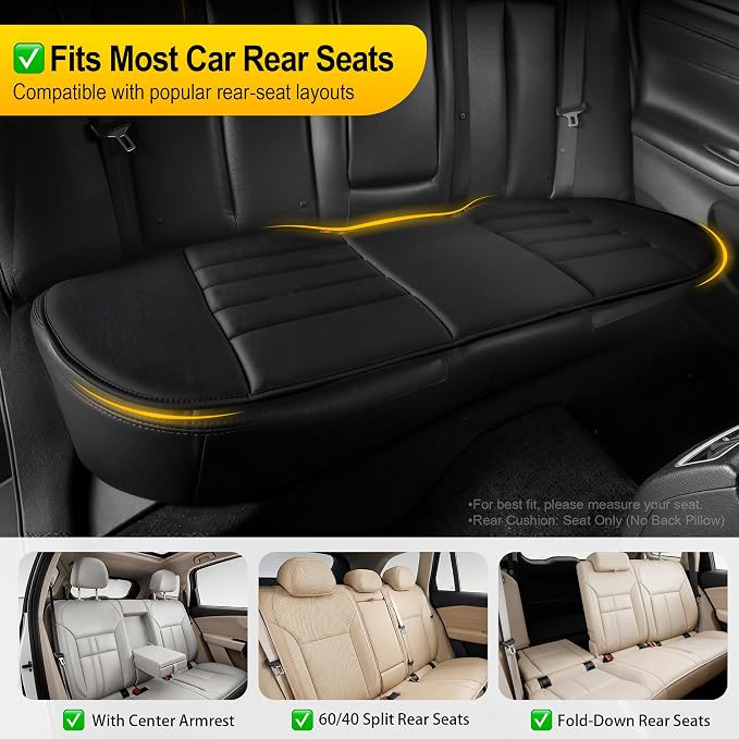 kingphenix 3-Piece Memory Foam Car Seat Cushion Set for Driving Comfort | 2 Front Seat Cushions and 1 Rear Bench Pad, 1.2-Inch Memory Foam, Non-Slip Bottom for Sedan, SUV, Truck and Van, Black - Image 4