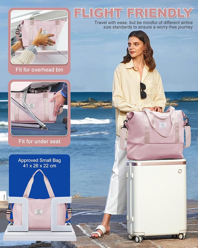 Travel Duffel Bag, Sports Tote Gym Bag, Shoulder Weekender Overnight Bag for Women - Image 3