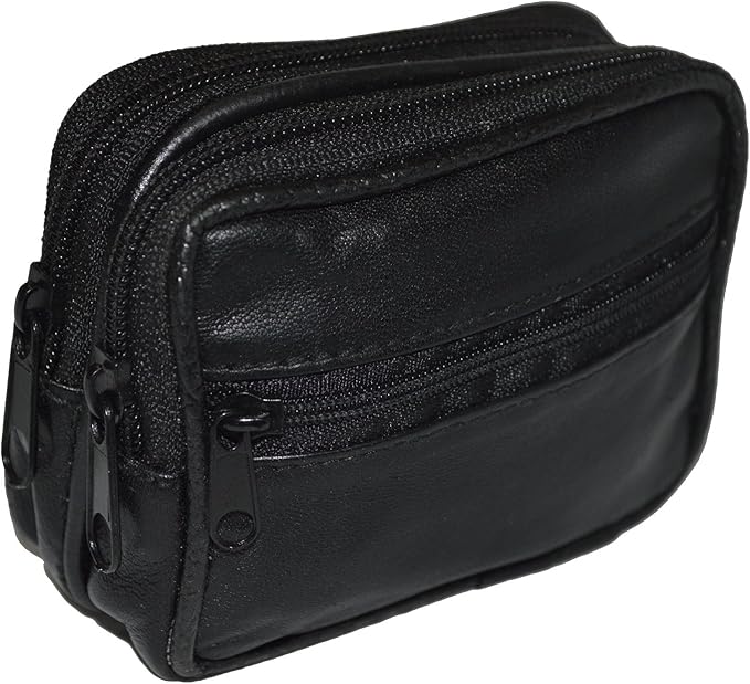 Leatherboss Genuine Leather Travel Outdoor Hiking Belt Pouch with Zipper Pocket Wallet for men women (Black) - Image 5