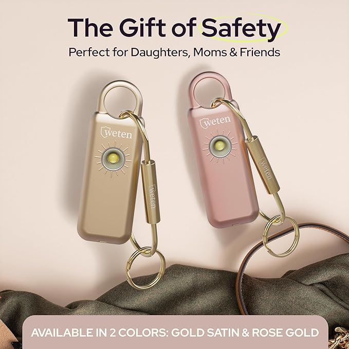 Personal Safety Alarm Keychain for Women, 130dB, LED Light, Metallic Rose | USB-C Rechargeable, Bottom Speaker Siren, Wristlet and Carabiner Clip, Weatherproof, Low Battery Alert - Image 7