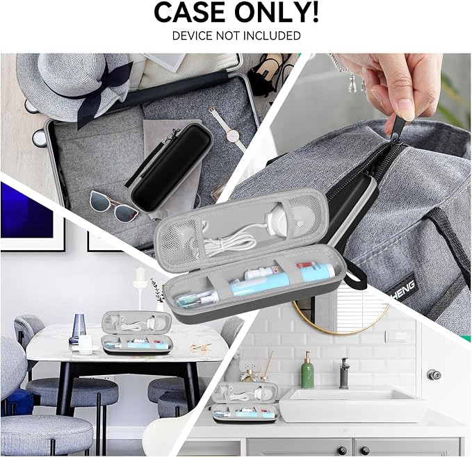 Toothbrush Travel Case for Oral-B/Oral-B Pro 1000 1500 5000 7000 7500 6000 9600/ Phlips Sonicare 4100 5100 1100 6100 5300 Electric Toothbrush, Portable Hard Protective Storage Bag (Black) - Image 5