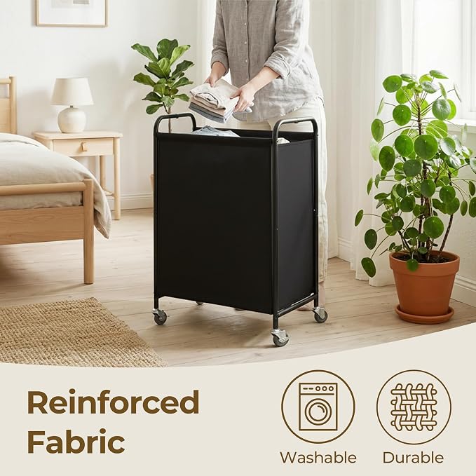 GRANNY SAYS Laundry Hamper, Large Cart with Wheels and Handles, Black, 110L | Heavy Duty Metal Frame, Silent Rolling Basket for Clothes in Bedroom, Bathroom, Dorm - Image 4