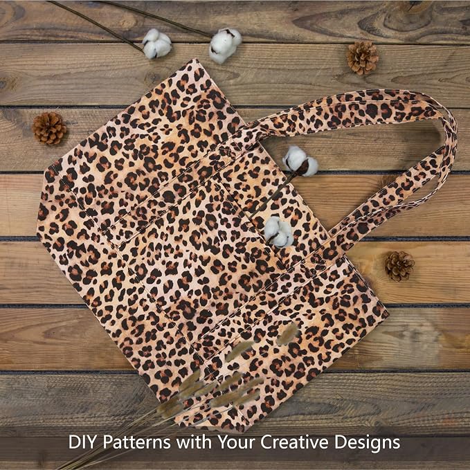 TOPDesign 1-Pack Canvas Tote Bag with an External Pocket, Reusable Grocery Shopping Bag, Top Zipper Closure, Daily Essentials (Leopard) - Image 4