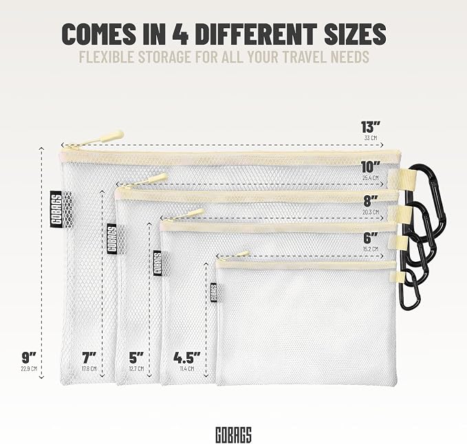 Air Production Multi-Size Clear Zipper Pouch (4-Pack) – Cable Organizer & Travel Gear Bag for Electronics, Camera Accessories, Tool Pouch & Small Tech Storage (Dune) - Image 2