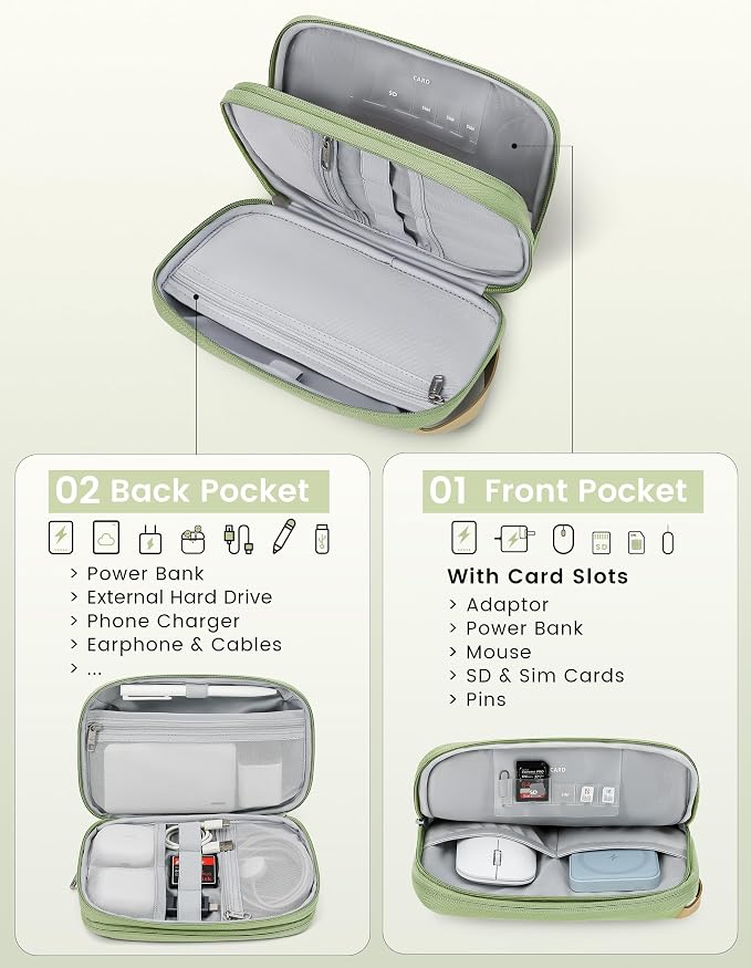 Travelkin Travel Cord Organizer, Cable Organizer For Electronic Accessories | Expandable electronics organizer, charger organizer, travel case, Large Capacity tech pouch for Card,Usbs, travel essentials - Image 4