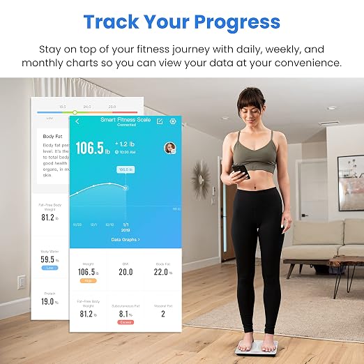 Etekcity Smart Scale for Body Weight, Body Fat, Water Weight, White, 400 lb - Image 3