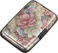 Mini RFID Aluminum Wallet Credit Cards Holder Business Card Case Metal ID Case for Men Women（Happy Flower by ELFISH