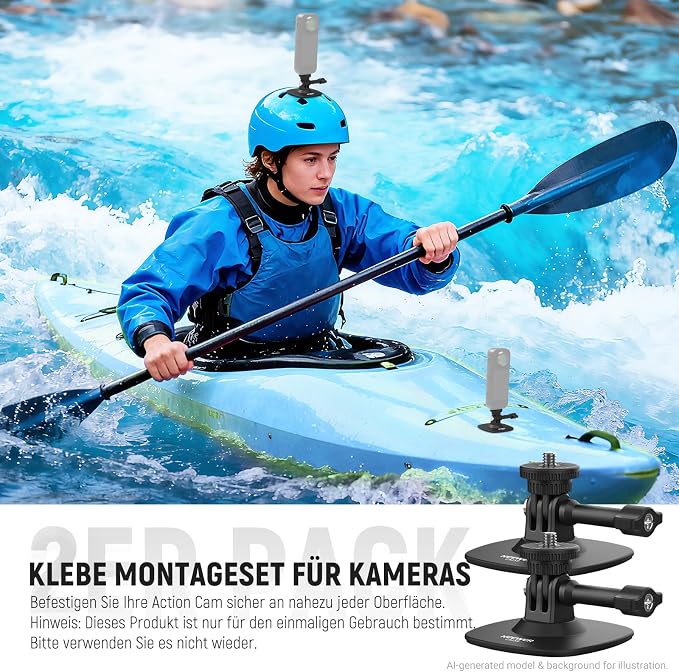 NEEWER Adhesive Mount 2 Pack Compatible with Insta 360 GoPro DJI AKASO Action Camera, 180° Flexible Car Helmet Holder Base Adapter for POV Video Recording Live Streaming, for 1/4" Accessories, CA159 - Image 2