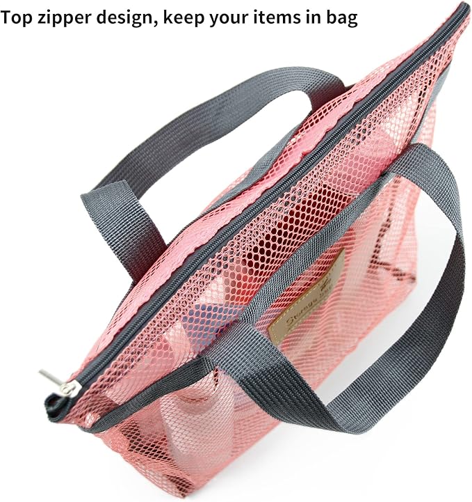 Mesh Shower Caddy Bag Portable Hanging Toiletry and Bath Organizer with Zipper for Travel, Gym, Camping, College Dorms, Beach - Image 6
