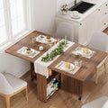 Garvee Folding Dining Table with Storage, Folding Kitchen Table with 6 Wheels, Drawer & Shelves, Compact Dining Table for Small Spaces by Garvee