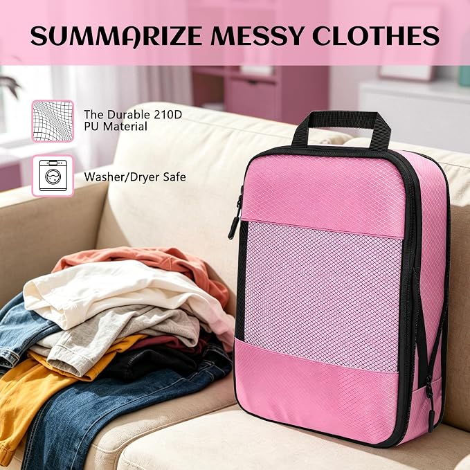 Compression Packing Cubes for Travel Organizer Boxes, Compressible Luggage Cubes Essential Travel Accessories - Image 6