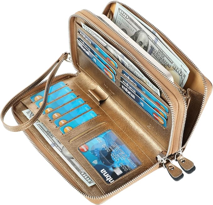 Small Compact Women Wallet RFID Blocking Genuine Leather Bifold Purse with ID Windows - Image 2