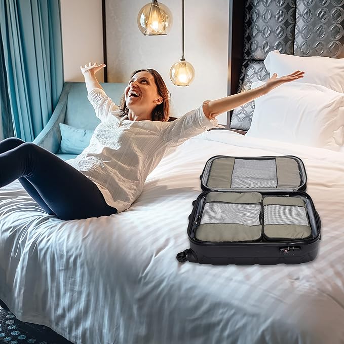 Travel Wise Packing Cubes for Travel - 5 Piece Set with Pattern Design, Lightweight Ripstop Nylon Luggage Organizers with Mesh Panel, Small Medium Large Sizes - Image 4