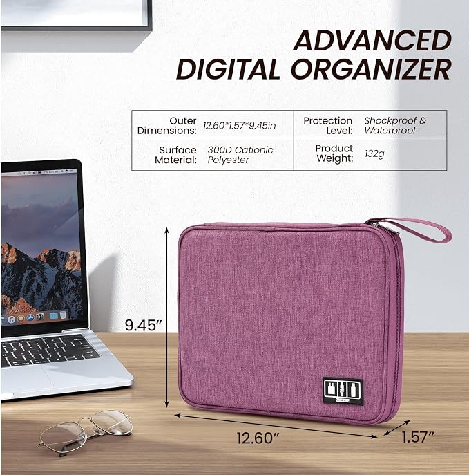 Cable Organizer Bag, Electronics Organizer Case for Tech Accessories | Store chargers, cables, power banks and adapters with elastic loops, mesh pockets and organized compartments for travel. - Image 2