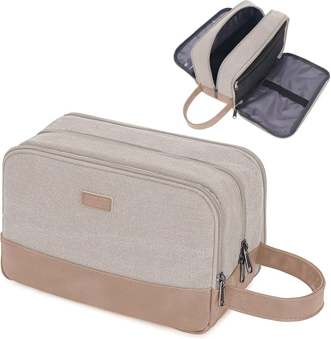 WANDF Travel Toiletry Bag for Men, Canvas Shaving Dopp Kit | Wet Separation, Water-Resistant Fabric, Travel Bag for Toiletries, Shaving Accessories, Weekend Trips by WANDF