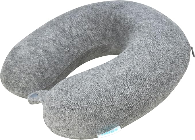 Bliss Neck Pillow Lightweight U-Shaped High Density Memory Foam | Structured Support for Rest on Flights, Car Rides or at the Office, Snap Closure Clips to Your Bag for Easy Carrying by Bliss