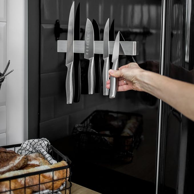 Magnetic Knife Holder for Refrigerator – 12 Inch Professional Double Sided Magnetic Knife Strip for Fridge - Stainless Steel Magnetic Knife Holder for Wall Self Adhesive - Image 4