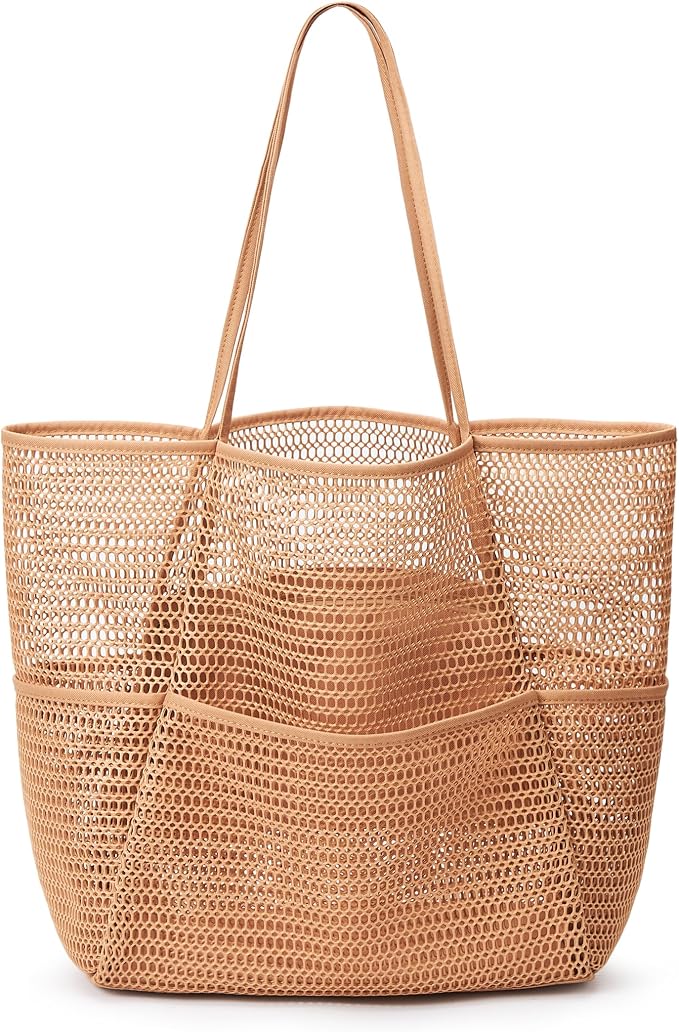 KALIDI Beach Mesh Tote Bag, Casual MAX 23L Summer Foldable Hobo Bag Women | Sandproof Widen Strap Large Shoulder Bag For Lake Pool Vacation Travel Picnic Grocery Market Shopping Carrier by KALIDI