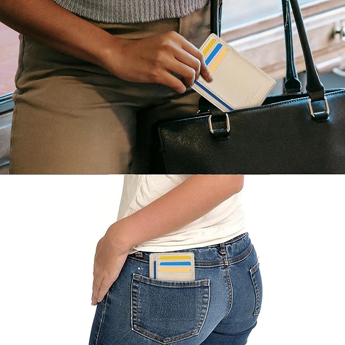 Travelambo Front Pocket Minimalist Leather Slim Wallet RFID Blocking Medium Size - Image 5