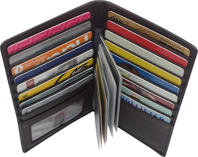Marshal Bifold Leather RFID Blocking Wallet For Men & Women | Genuine Leather Holder With 19 Slots, 2 Bill Compartments & ID Window | For Credit/Debit Cards, Money & More (CN Brown) - Image 5