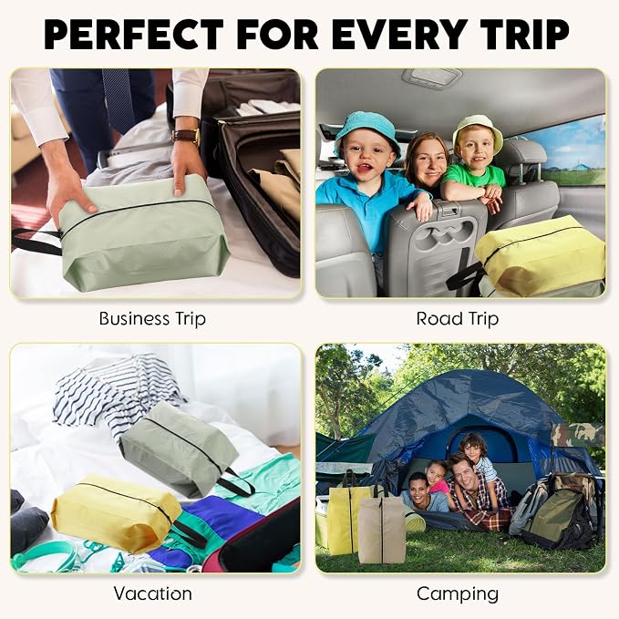 6 Pcs Travel Shoe Bags with Zipper Nylon Portable Waterproof Suitcase Shoe Organizer Packing for Golf(L,Yellow) - Image 7