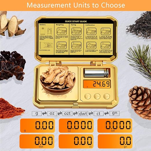 GRAM PRES Digital Pocket Gram Scale 300g x 0.01g Accuracy，with 50g Weights | Small Mini High Precision Gold Scale Digital Weight Grams And Oz For Jewelry,Diamond，Arrows, Powders And Medicine - Image 4