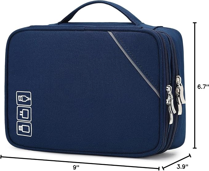 Lanola Universal Cable Organizer Electronics Accessories Cases for Cable, Charger,Power Bank, Phone, USB, SD Card,Memory Cards,Earphone,Flash Drive, Great for Travel and Business - Dark Blue - Image 8