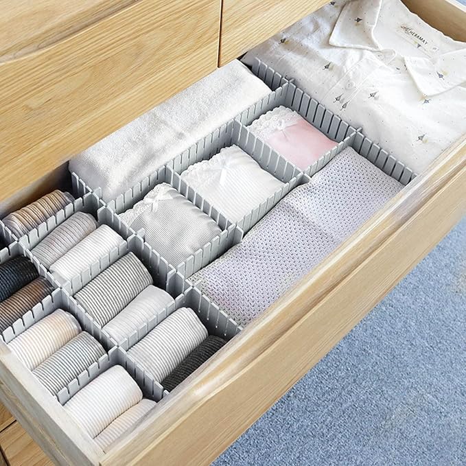 acDesign 40Pcs Drawer Dividers, Adjustable Drawer Organizer for Socks, Underwear, Lingerie, Makeup, Bedroom Office Kitchen Storage (Grey) - Image 5