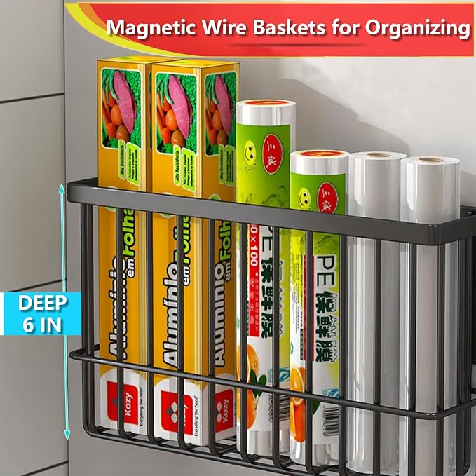 Magnetic Shelf Fridge Basket Bin Washer Dryer Locker Whiteboard Cabinet | No Drilling Instant Attachment Reusable Magnet Organizer Home Kitchen Laundry Classroom Office Storage Rack Container Holder - Image 4