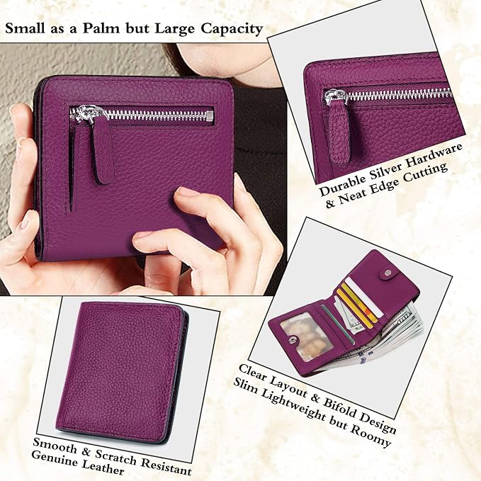 Small Leather Wallet for Women, Ladies Credit Card Holder RFID Blocking Women's Mini Bifold Pocket Purse - Image 3