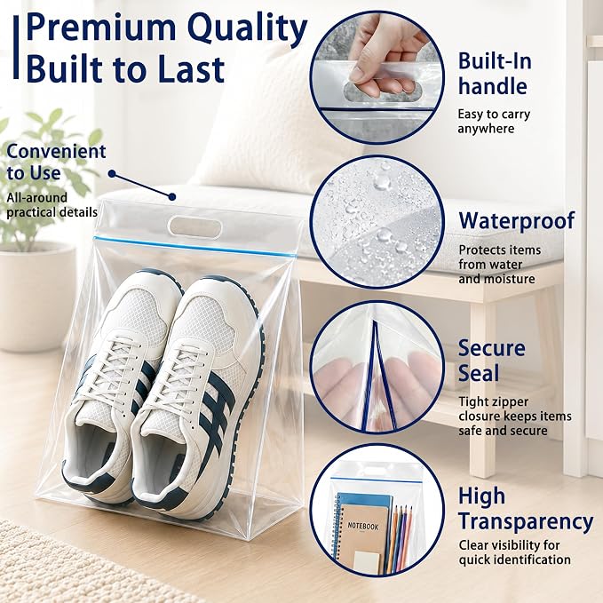 Waterproof Shoe Bags for Travel Packing Storage | Smellproof, Travel Essentials, Multi Purpose, Extra Thick Plastic - Image 4