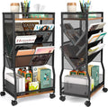 DAOUTIME 8 Tier Rolling Book Cart with Wheels, Mobile Book Storage Cart with 2 Sides Access Bookcase for Narrow Space, Rolling File Organizers and Storage for Home Office Living Room Classroom School by DAOUTIME