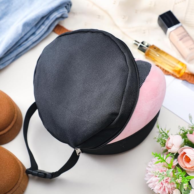 1 Pcs Travel Neck Pillow Bag Compact Travel Neck Carrying Case Bag for Airplane Train Journey Quick Release Clasp Attaches to Luggage Purse Backpack, Pillow Not Included (Black) - Image 7