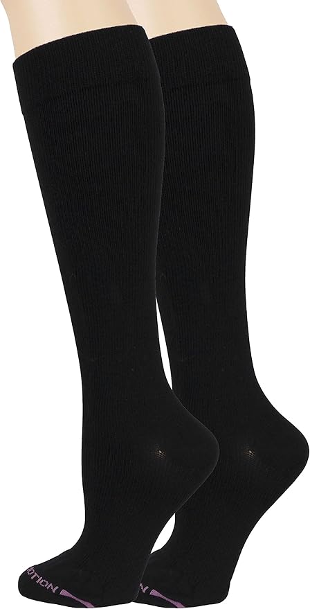 2 Pairs Dr. Motion Compression Knee-Hi Women's Socks Black Size 9-11 by Dr.+Motion