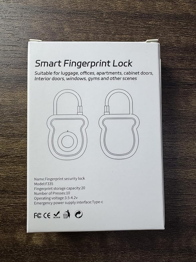 Smart Fingerprint Padlock for Luggage - 20 User Capacity, USB Key & Emergency Code, Keyless Biometric Lock for Gym Locker, Suitcase, Backpack, Toolbox & Handbag (Grey) - Image 4