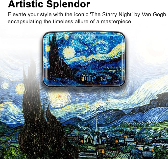 Credit Card Holder for Women Men RFID Blocking Metal Wallet Slim Business Aluminum ID Hard Case (van Gogh The Starry Night) - Image 7