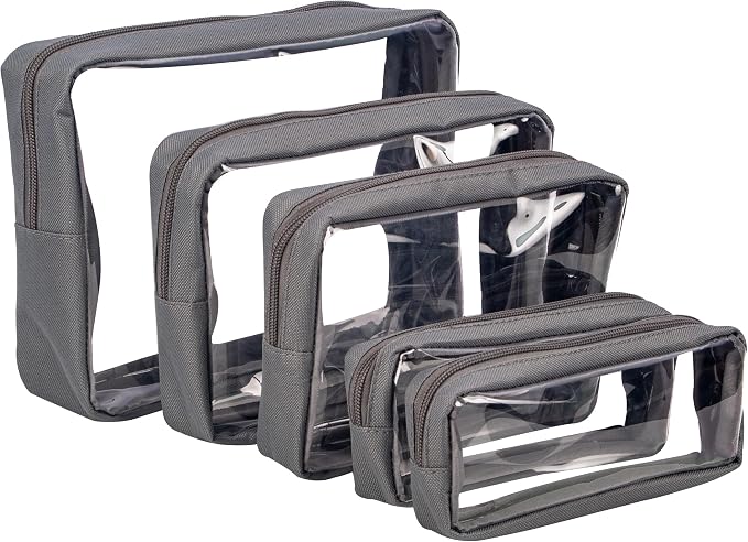 Remobia Hicol TSA Approved 5-Piece Diaper Bag Organizer Pouch Set Clear Waterproof TPU Kids Toiletry Storage Set Travel Packing Clutch Cube Bags for Baby Nursing (Grey) by Remobia+Hicol