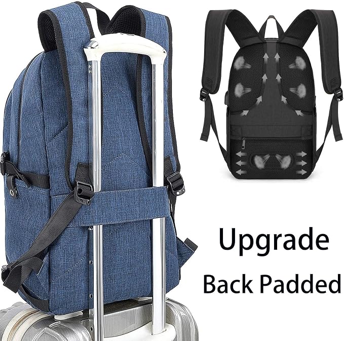 Tzowla Travel Laptop Backpack Water Resistant Anti-Theft Bag with Giant Tumbler Holder Pocket and Lock 17.3 Inch Computer Business Backpacks for Women Men Work College Gift,Casual Daypack(Blue) - Image 6