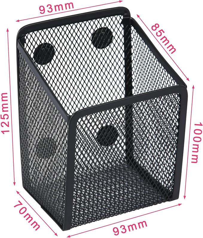 Large Magnetic Pen Holder, Magnetic Basket 4 Strong Magnet Pencil Holders Locker Accessories for Refrigerator Whiteboard Black(3.7x2.7x5 In) | Magnetic Basket Locker Accessories for Refrigerator Whiteboard Black(3.7x2.7x5 In) - Image 5