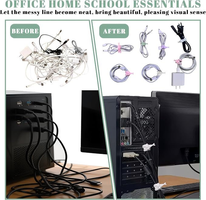 Cord Organizer,36PCS Silicone Cable Ties,Reusable Weatherproof Travel Cable Organizer,High Elasticity Wraps for Bundling Earphone,Phone Charger,Computer Cords,Wire Straps in Home,Office,Kitchen,School - Image 3