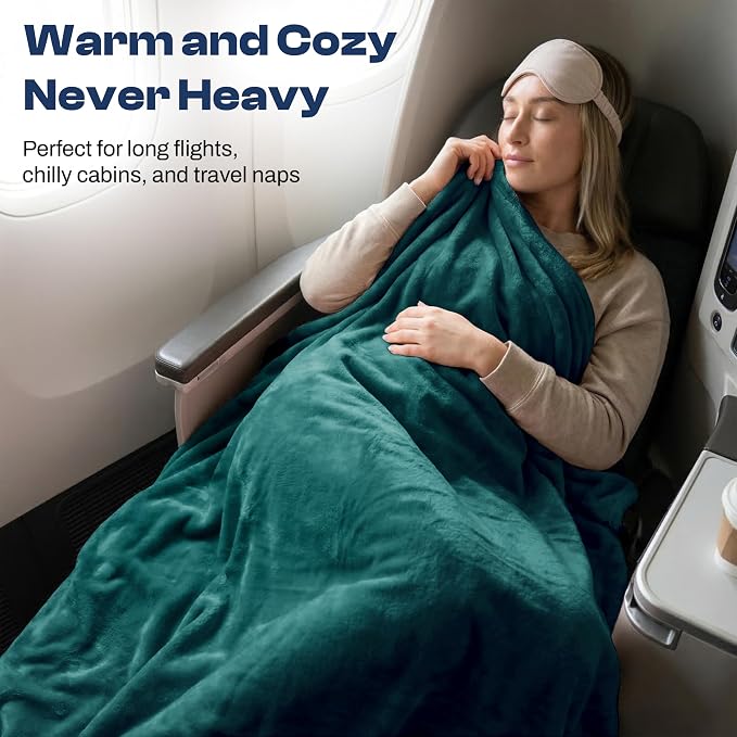 EverSnug Travel Blanket and Pillow - Ultra-Soft, Compact & Lightweight, 65x40 Inches, with Carry Case, Luggage Sleeve & Backpack Clip for Airplane Comfort (Teal) - Image 4