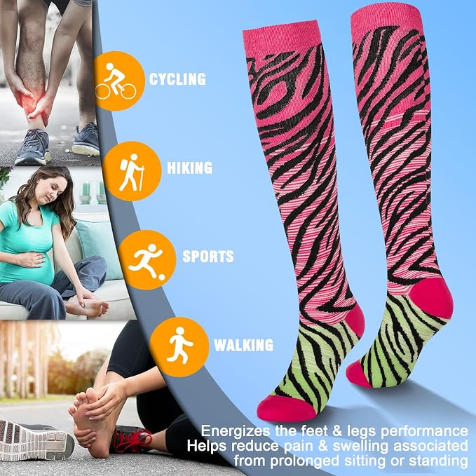 cerpite Compression Socks for Women & Men 6 Pairs Knee High Compression Socks 20-30 mmhg Best for Running,Nurse,Travel - Image 5
