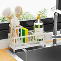 Cisily Sponge Holder for Kitchen Sink, Sink Caddy Organizer with High Brush Holder, Kitchen Countertop Organizers and Storage Essentials, Rustproof 304 Stainless Steel (Cream, 9.25″) by CISILYHOMELIFE