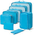 (Not Made In China) Packing Cubes For Travel, Luggage and Suitcase Organizer Bags, Carry On and Backpack Space Savers, Lightweight Waterproof Nylon, 8pc Set, Blue by Carrywell