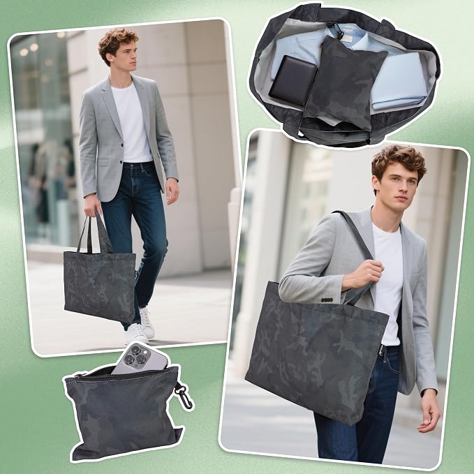 HOLYLUCK Tote Bag with a Detachable Small Bag, Foldable Reusable Grocery Bags 20L Shopping Bag - Image 2