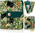 Jogjam Black Cat Floral Rfid Women Wallet, Small Slim Credit Card Holder | Thin, PU Leather Bifold, Cash Zipper Coin Pocket, ID Window, For Female Ladies Teen Girls Girly, Down Size by Jogjam
