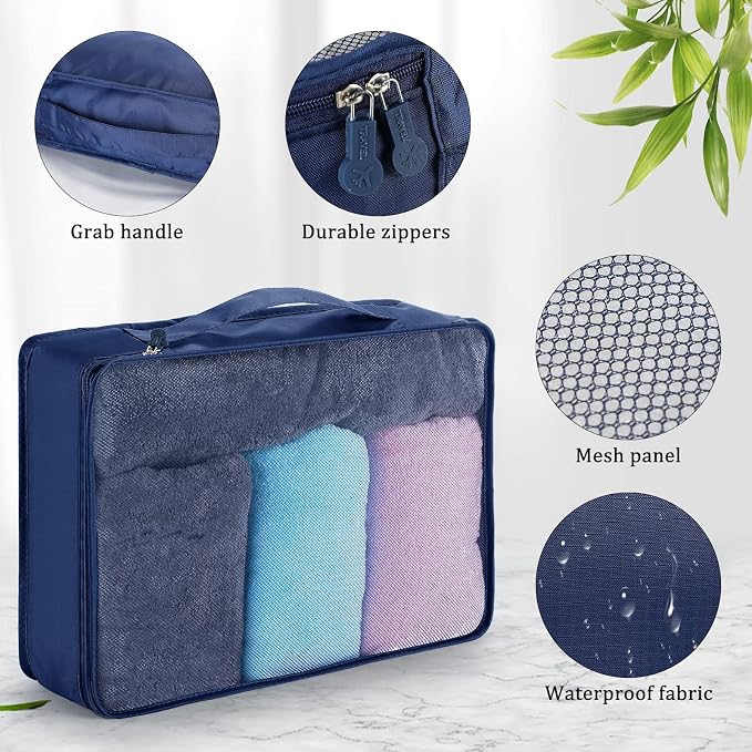 Tudomro 12 Pcs Large Packing Cubes Luggage Organizers for Suitcase Mesh Travel Organizer Bags Travel Packing Organizers for Traveling Camping Hiking - Image 2