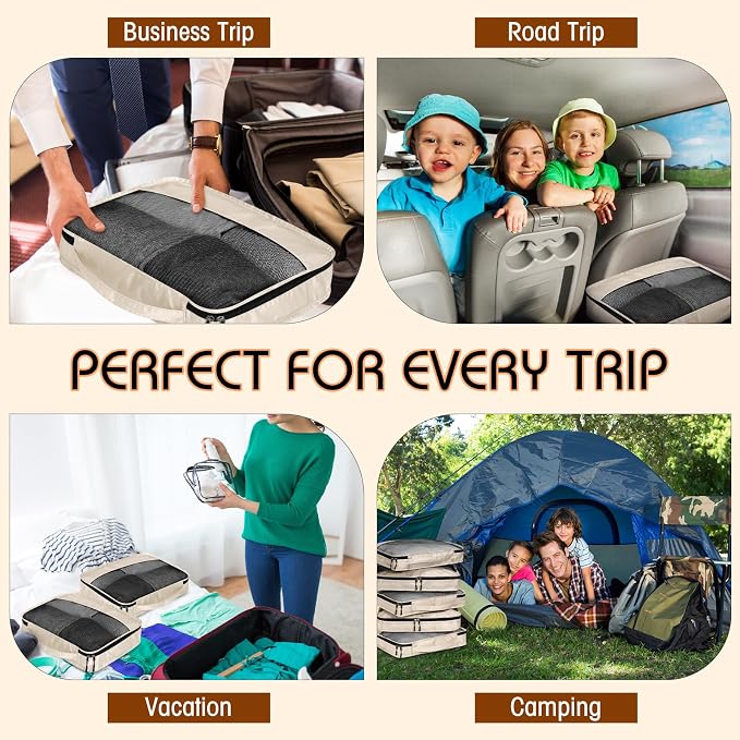 5 Pcs Packing Cubes for Suitcase Large Travel Cubes Carry on Luggage Organizer Bags for Clothes Accessories(L,Khaki) - Image 6