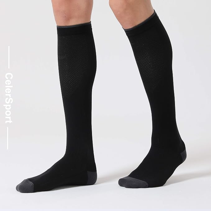 CS CELERSPORT 3/4 Pairs Compression Socks for Men Women Size 6-12 | Knee High Support Socks for Running Nurses Pregnancy Travel Daily Wear - Image 5