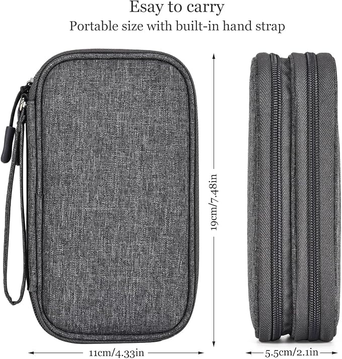 Electronic Organizer Travel Cable Accessories Bag, Electronic Organizer Case, Waterproof Electronic Accessories Organizer Bag for Power Bank, Charging Cords, USB Cable (Dark Gray) - Image 2